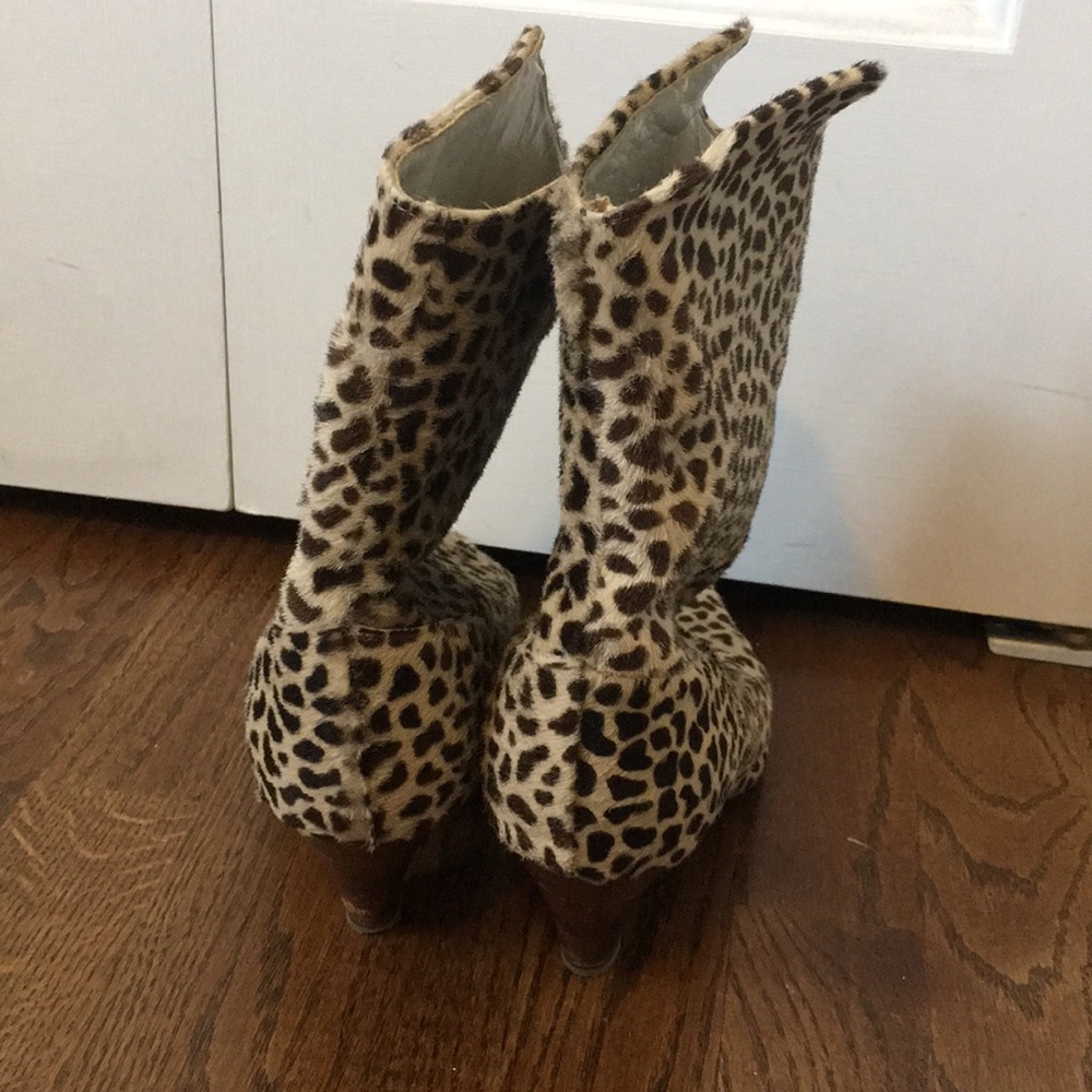 Real Calfskin Cheetah Print Boots - Picture 3 of 5
